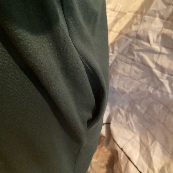 “COS” Green V Neck Draped Front Detail Short Sleeve Dress. - Picture 7 of 12